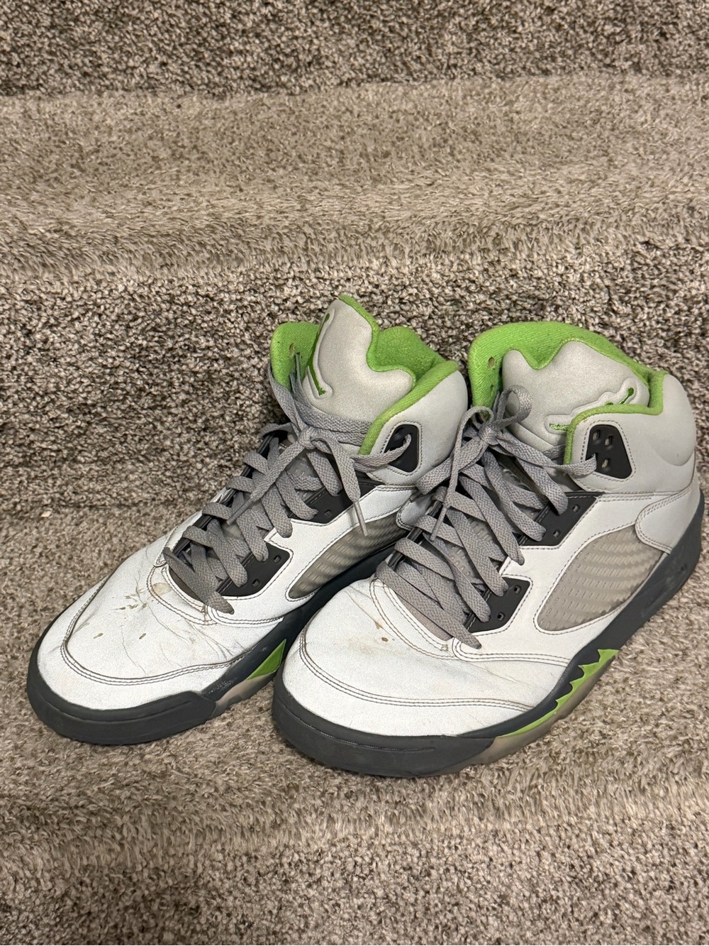 Jordan Men’s Gray and Green High-Top Sneakers